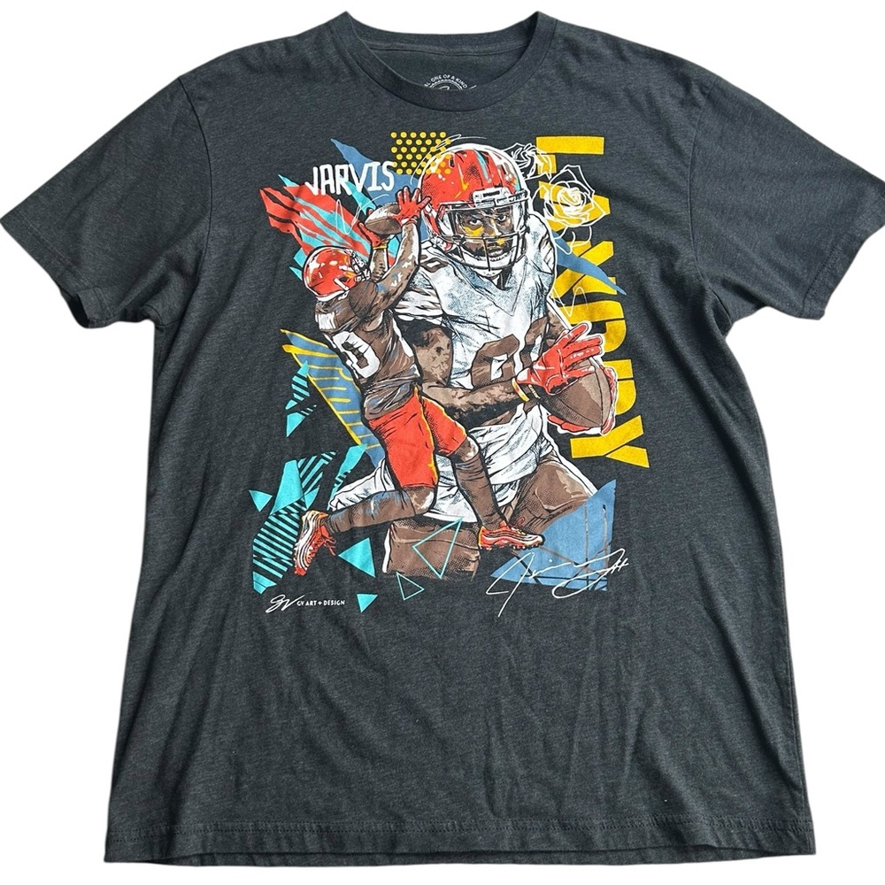 GV Art + Design Jarvis Landry Cleveland‎ Browns Graphic T-Shirt Size Large